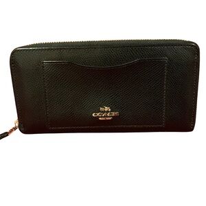 Coach Black Textured Leather Zip Wallet